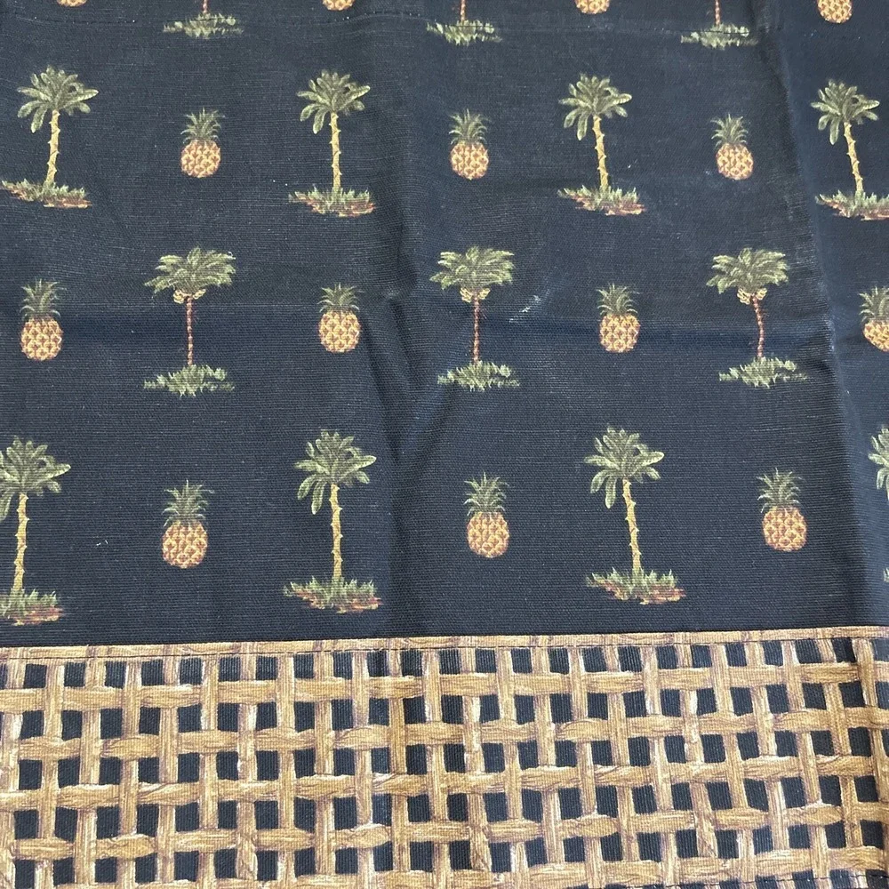 Vintage‎ Waverly Tiki Print Valance Pineapple Palm Tree Tiki Bamboo Hawaii